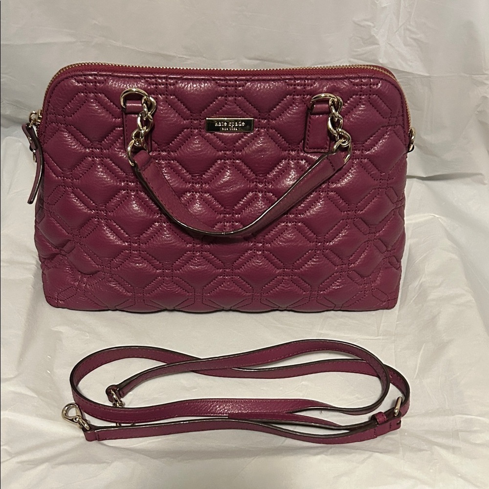 kate spade Quilted Leather Satchel in Berry Plum - Picture 1 of 9